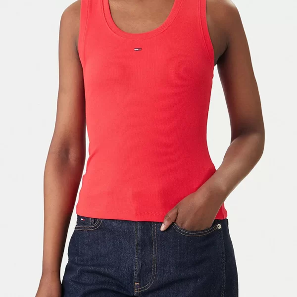 TOMMY JEANS TJW ESSENTIAL RIB TANK EXT DW0DW20673-XK3 Red