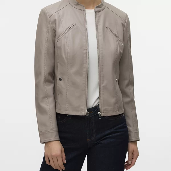 VERO MODA VMFAVODONA SHORT COATED JACKET NOOS 10288555-Moon Rock Gray