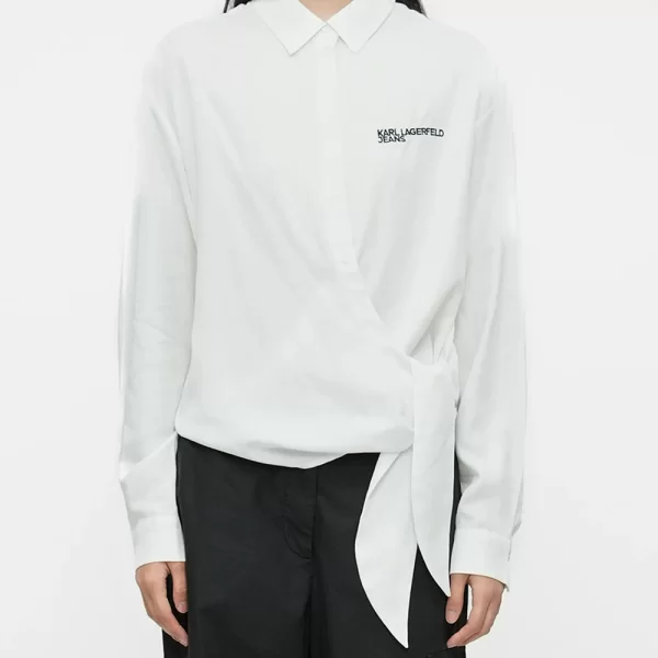 KARL LAGERFELD JEANS KLJ TIED BLOUSE B1W11026-100 White