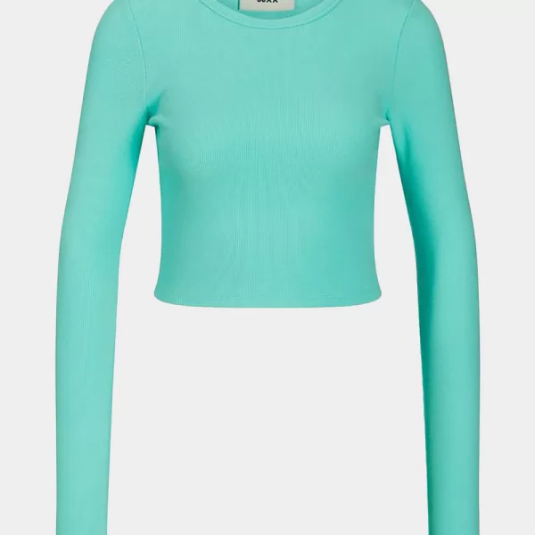 JJXX JXFELINE STR LS RIB TEE JRS NOOS 12200402-Aruba Blue LightSeaGreen