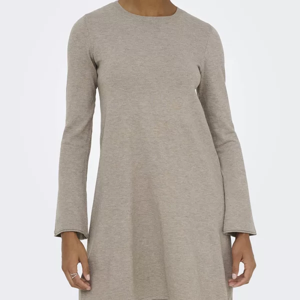 ONLY ONLAMALIO LIFE LS ONECK DRESS KNT 15349936-FungiMELANGE Biege
