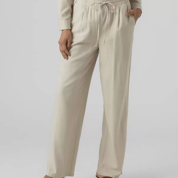 VERO MODA VMJESMILO WIDE PANTS WVN GA NOOS 10287363-Silver Lining Ecru