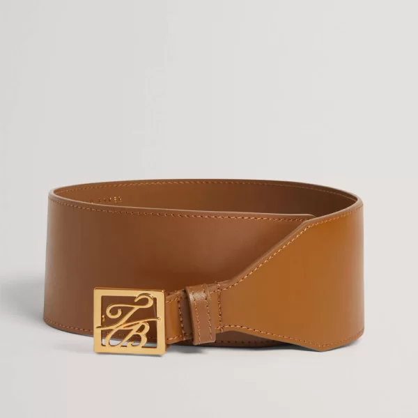 Ted Baker TED BAKER ANIIKAA TB Script Leather Waist Belt 280895-TAN Tan