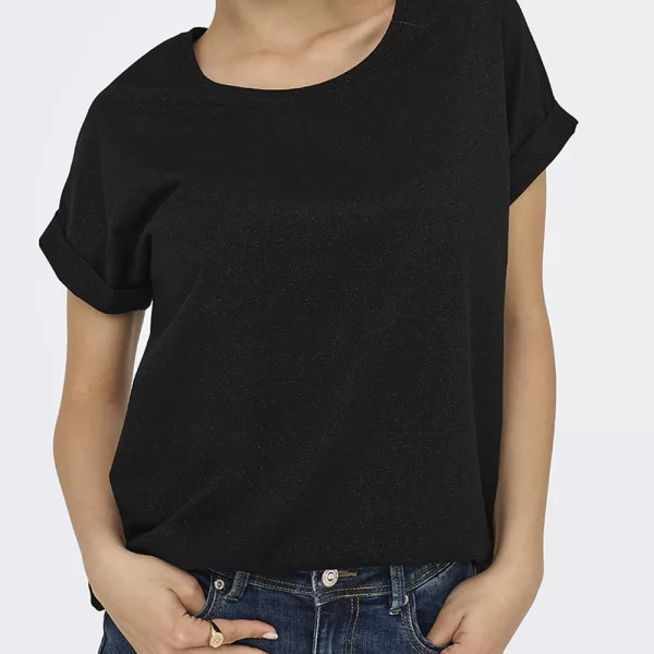 ONLY ONLMOSTER GLITTER S/S TOP NOOS JRS 15356991-BlackBLACKLUREX Black