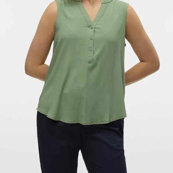 VERO MODA VMBELLA SL V-NECK TOP WVN GA NOOS 10326002-Hedge Green Green