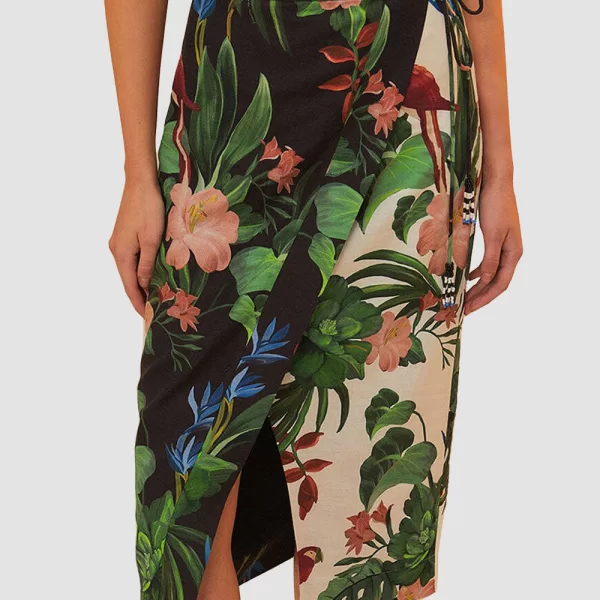 FARM RIO MIDNIGHT MACAW FIESTA MIX MIDI SKIRT 332956-25075 Multi