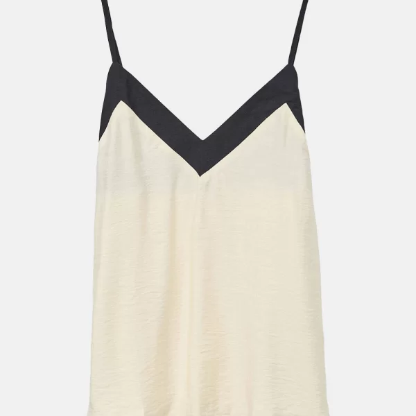 Vero Moda VERO MODA VMDENISE SINGLET TOP WVN BTQ GA 10329790-BirchBlack OffWhite