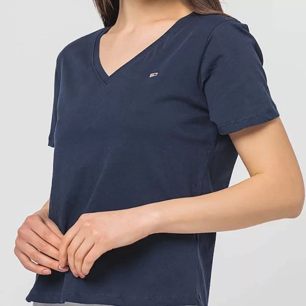 TOMMY JEANS TJW SLIM SOFT V NECK TEE DW0DW14617-C87 NavyBlue