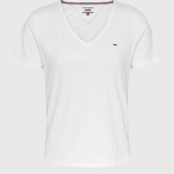 TOMMY JEANS TJW SLIM SOFT V NECK TEE DW0DW14617-YBR White