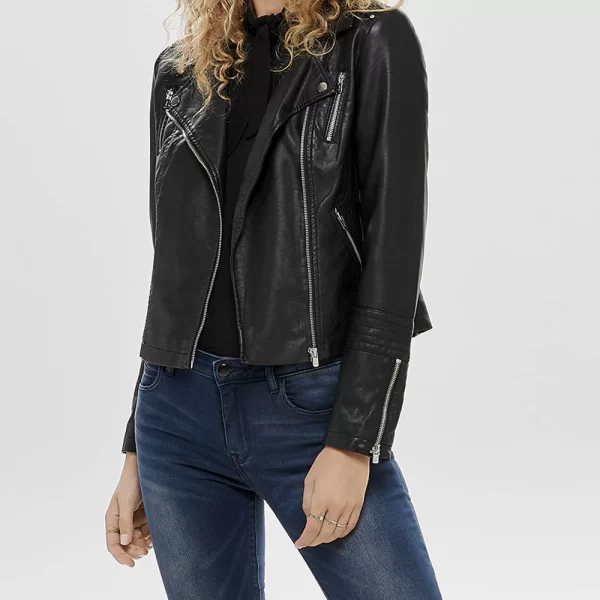 ONLY ONLGEMMA FAUX LEATHER BIKER OTW NOOS 15153079-BLACK Black