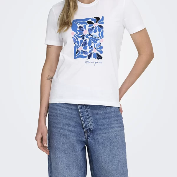 ONLY ONLKITA REG S/S PRINT TOP NOOS 15367568-Bright WhiteRitaflowerblue White