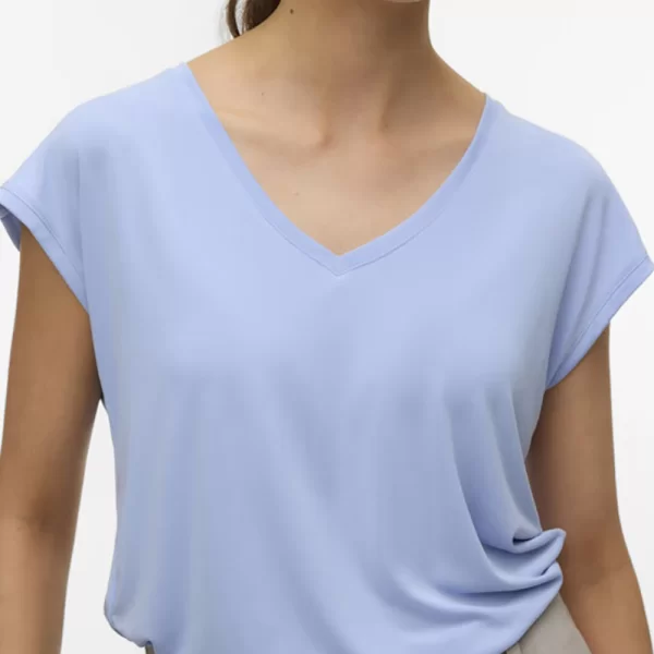 VERO MODA VMFILLI SS V-NECK TEE NOOS 10247666-Brunnera Blue SkyBlue