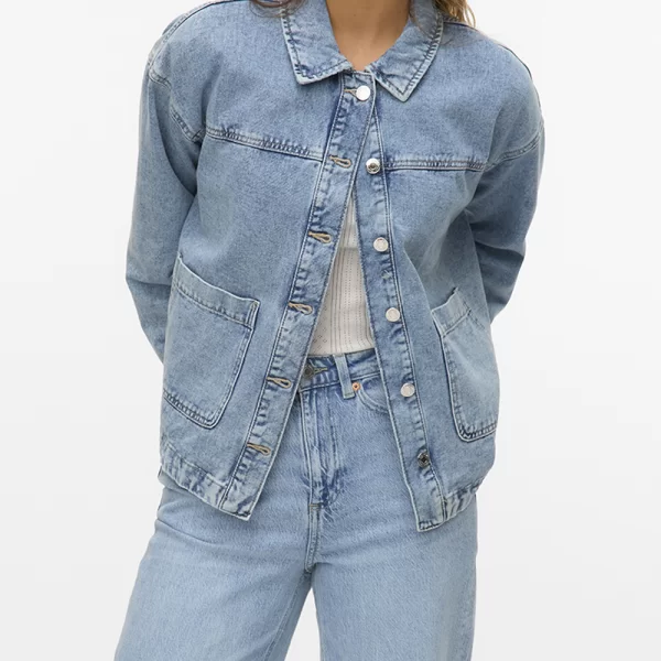 VERO MODA VMJAMIE LS DENIM SHACKET MIX GA NOOS 10331693-Light Blue Denim DenimLightBlue