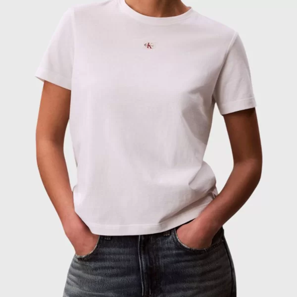 CALVIN KLEIN JEANS SS WOVEN LABEL CLASSIC FIT TEE LV047F227G-YAF White