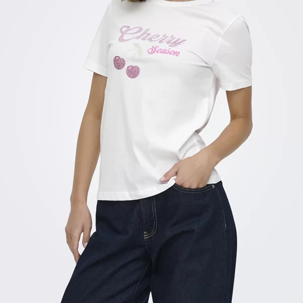 ONLY ONLNIKITA REG S/S TOP BOX JRS 15360256-Bright WhiteCherryseason White