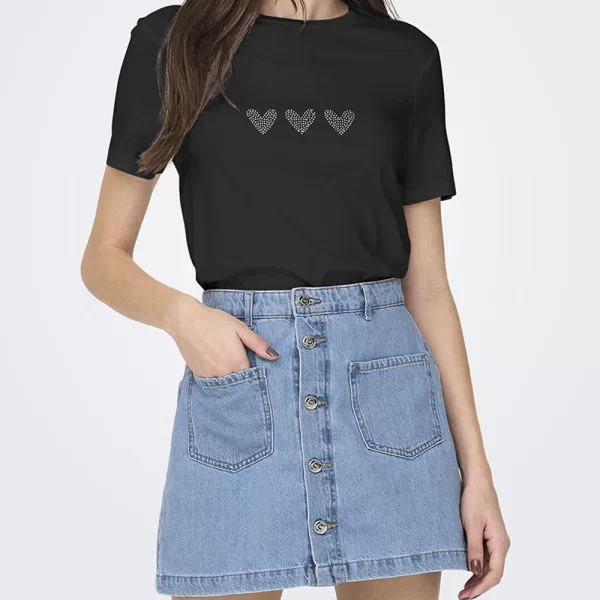 ONLY ONLARIANA LIFE S/S O-NECK BOX TOP JRS 15343771-BlackThreeheartschestrhnstnAri Black