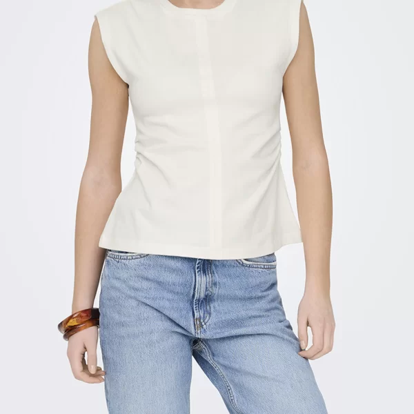 ONLY ONLMARIE S/L RUCHING TOP JRS 15372452-Cloud Dancer OffWhite