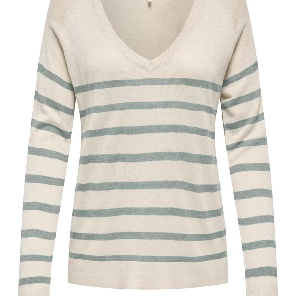 ONLY ONLVIENNA LS RAGLAN V-NECK CC KNT 15363104-OatmealJadeiteMelange Multi