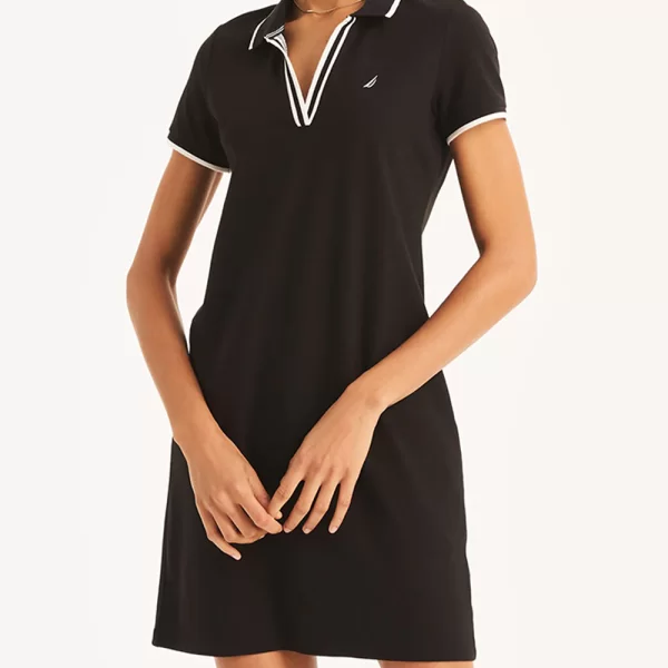 NAUTICA ΦΟΡΕΜΑ S/S TIPPED KNIT OCEAN POLO DRESS 3NC25D603-0TB Black