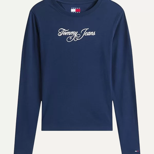 TOMMY JEANS TJW SLIM ESSENTIAL LOGO 1 LS TEE DW0DW21844-C1G DarkBlue
