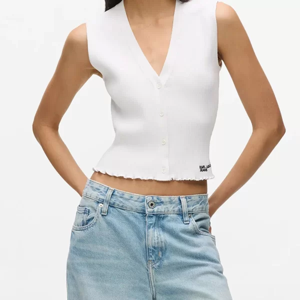 KARL LAGERFELD JEANS KLJ LIGHT KNIT TOP B2W18024-100 White