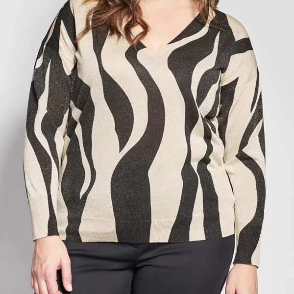 PARABITA Μπλούζα λεπτή πλεκτή animal print με λούρεξ λάμψη 012610107782-007 Multi