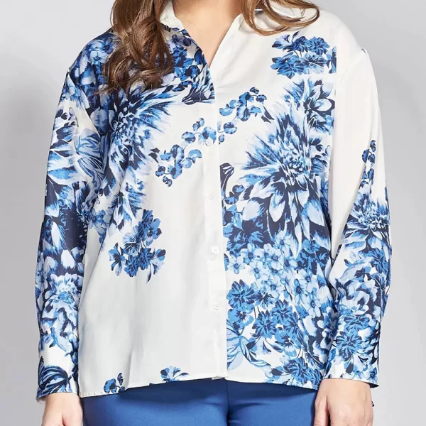 PARABITA Σατέν πουκάμισο με statement φλοράλ εμπριμέ 012610509837-009 Mixed