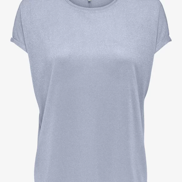 ONLY ONLAMBER SS O-NECK SHINE TOP JRS 15343485-Soft ChambraySilverglitter BlueViolet