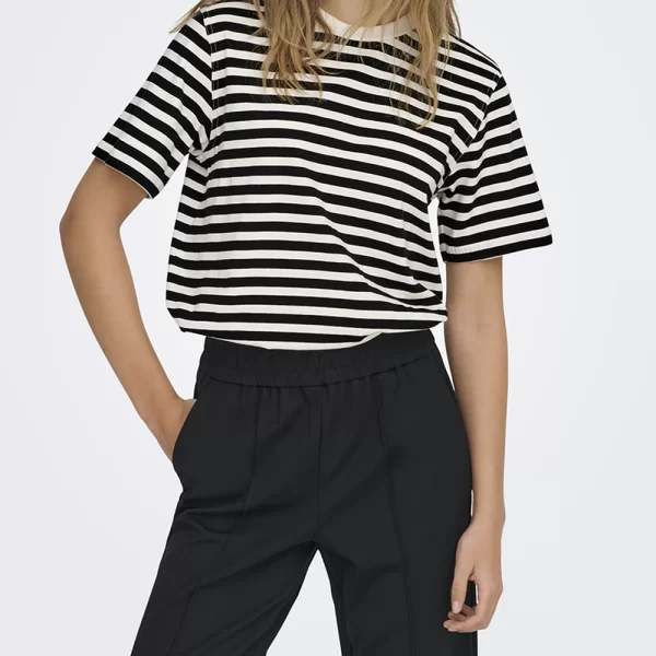 ONLY ONLLIVINA S/S STRIPE TEE JRS NOOS 15272227-Cloud DancerBLACKSTRIPES Multi