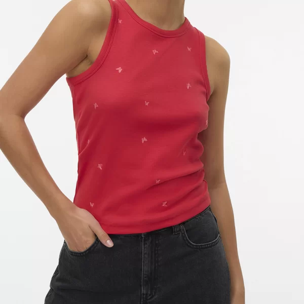 VERO MODA VMNAJA TANK TOP BOX JRS 10341964-PoinsettiaBUTTERFLY Red