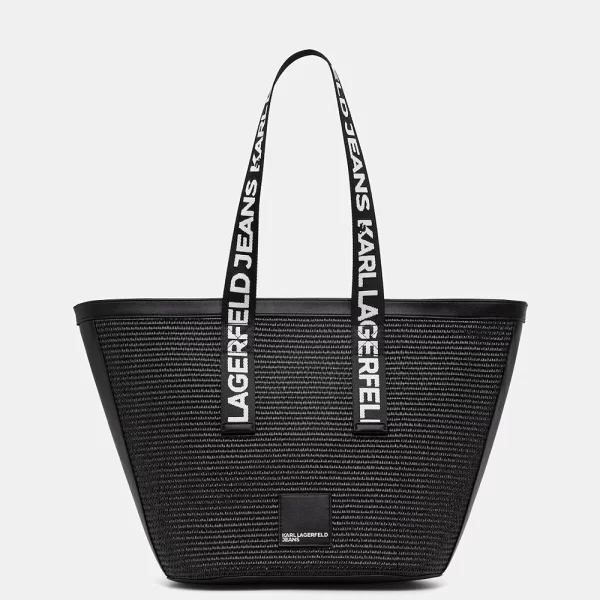 KARL LAGERFELD JEANS KLJ BOX LOGO RAFFIA SHOPPER B2W30113-999 Black