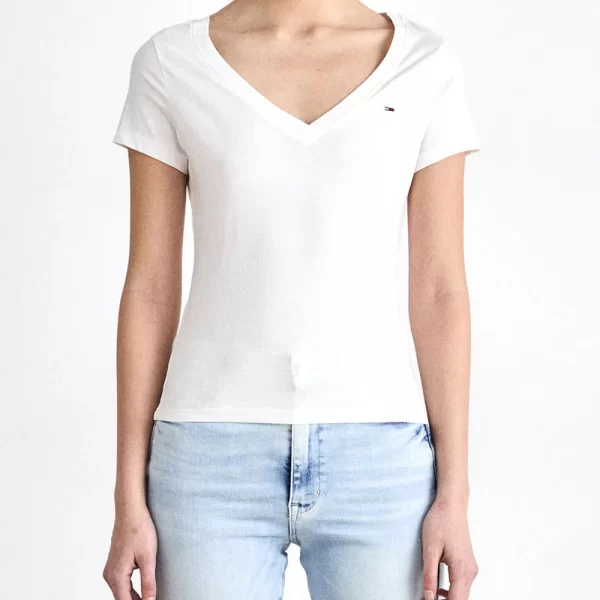 TOMMY JEANS TJW V-NECK TEE DW0DW20458-YBL OffWhite