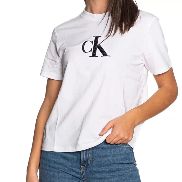 CALVIN KLEIN JEANS SS SEQUIN CK GRAPHIC TEE LV044E215G-YAA White