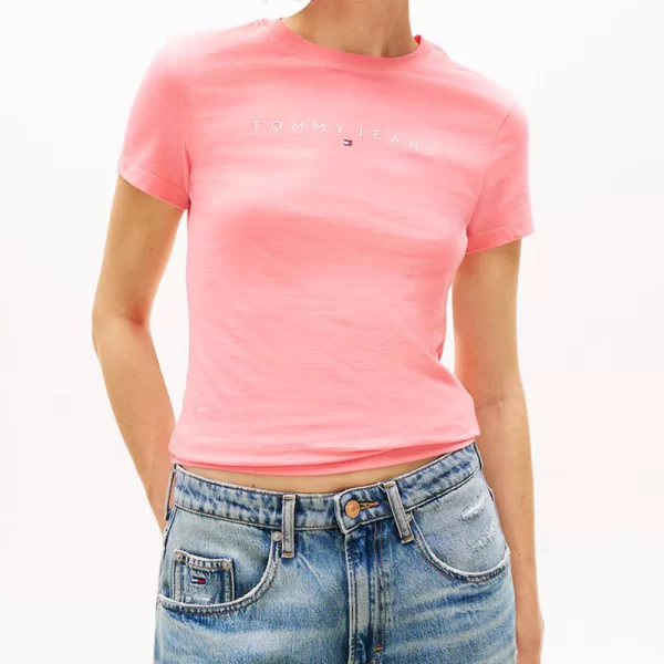 TOMMY JEANS TJW SLIM LINEAR TEE EXT DW0DW18398-TIE Pink