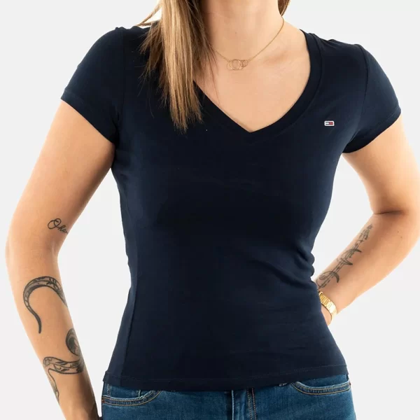 TOMMY JEANS TJW V-NECK TEE DW0DW20458-C1G DarkBlue