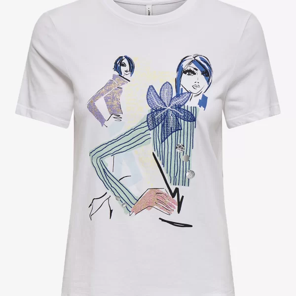 ONLY ONLCELINE REG S/S TOP JRS 15368908-Bright WhiteFriends Ecru