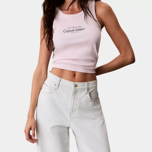 CALVIN KLEIN JEANS CONTOUR 2X2 RIB GRAPHIC TANK LV047F816G-8Z6 LightPink