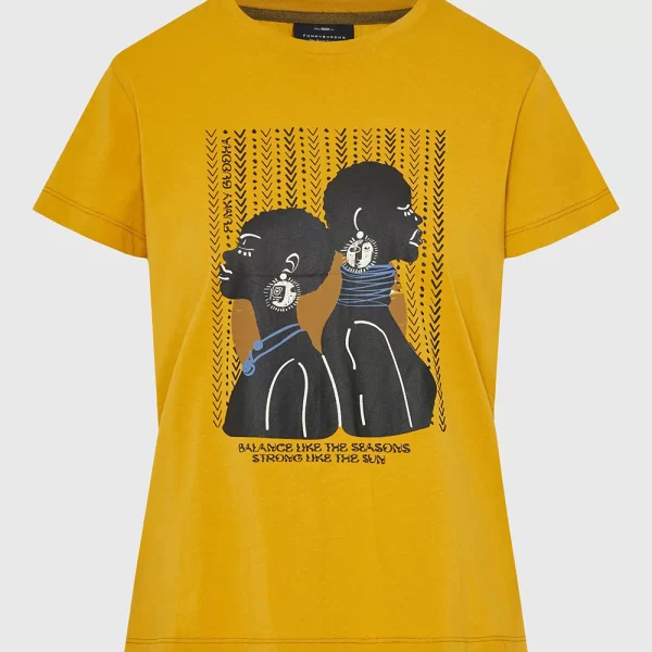 FUNKY BUDDHA T-Shirts FBL013-122-04-CURRY POWDER Mustard