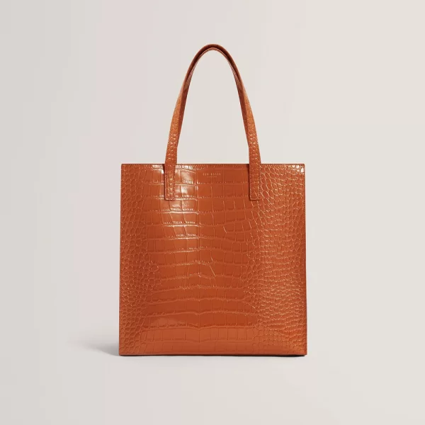 TED BAKER WENELLA Croc Effect Large Icon Bag 282817-TAN Tan