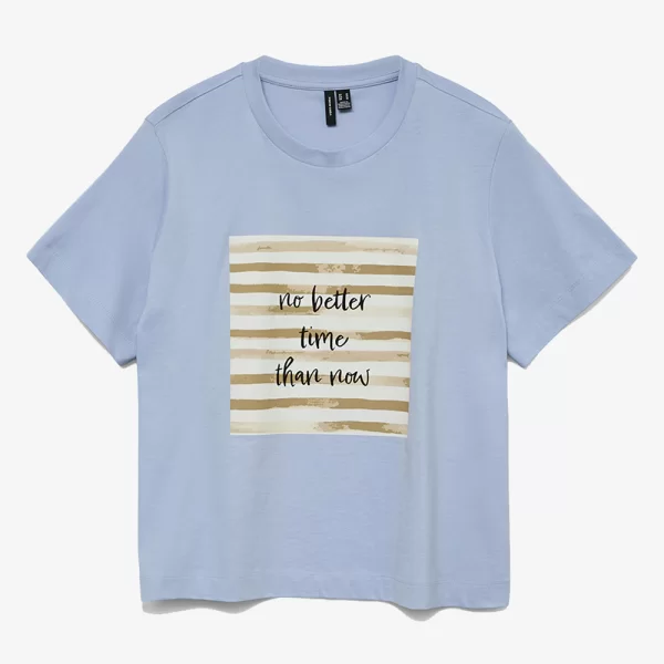 VERO MODA VMVIVIAN METTE SS TOP BOX JRS 10338449-Brunnera BlueNOBETTERTIME LightBlue