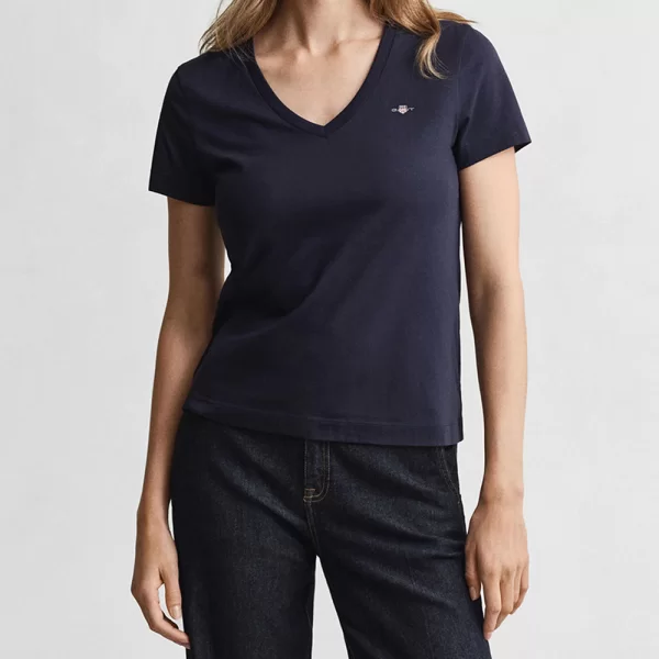 GANT ΜΠΛΟΥΖΑ ΚΜ REG SHIELD SS V-NECK T-SHIRT 3GW4200750-433 DarkBlue