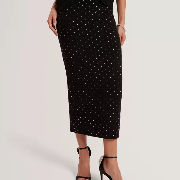 Ted Baker TED BAKER KEATA Fitted Hot Fix Midi Skirt 281312-BLACK Black