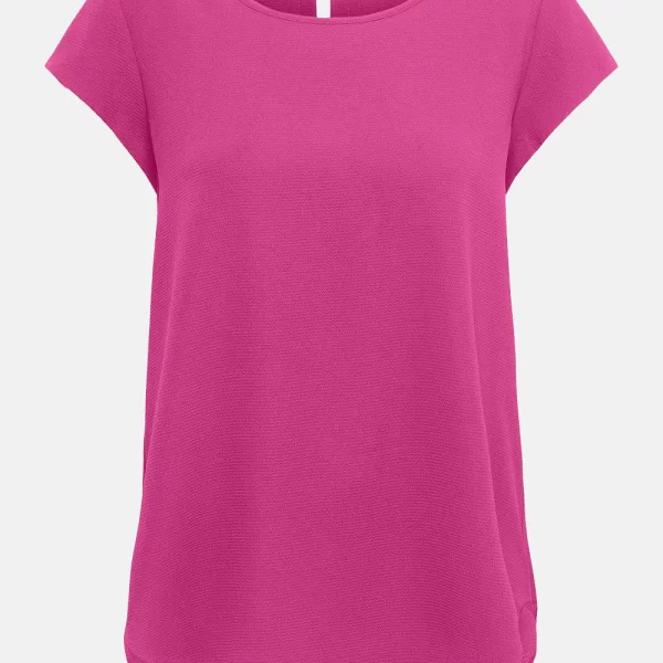 Only ONLY ONLNOVA LIFE VIS S/S TOP SOLID 15222173-Raspberry Rose Pink