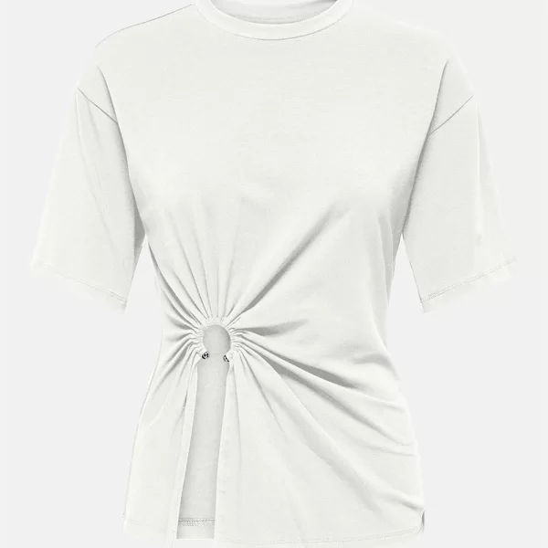 ONLY ONLCLEO S/S O-NECK TOP JRS 15346328-BRIGHT WHITE White