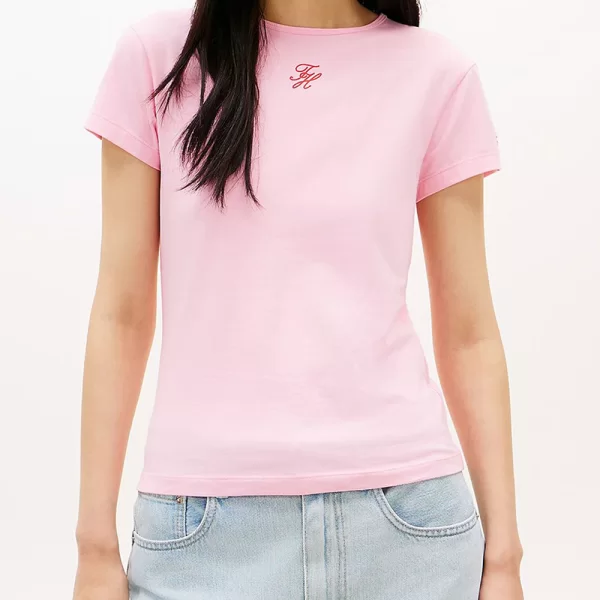 TOMMY HILFIGER TH SCRIPT SLIM SS TEE WW0WW48710-TOL Pink