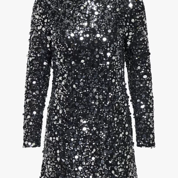 ONLY ONLANIKA CATINA LS SEQUINS DRESS WVN 15358384-SILVER MetallicSilver