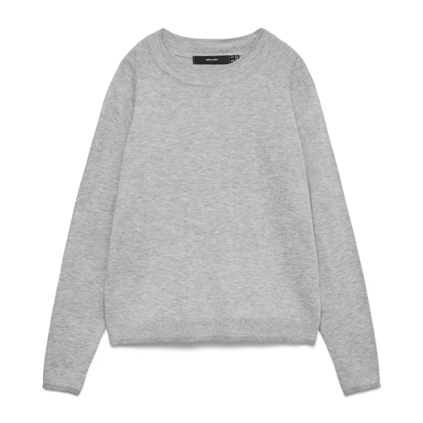 VERO MODA VMHAPPINESS LS RAGLAN PULLOVE GA BOO REP 10296206-Light Grey MelangeSILVERLUREXCONTRAST LightGray