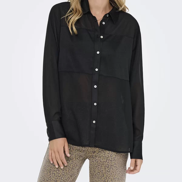 ONLY ONLSTAR LIFE L/S BREEANA MIX SHIRT SOLID 15360299-BLACK Black