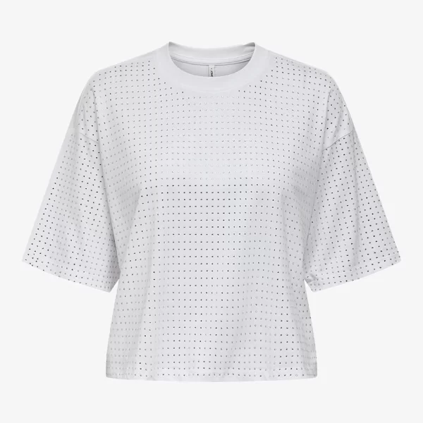 ONLY ONLAUBRIELLE LIFE S/S SHINE TOP JRS 15358955-Bright WhiteSilver rhinestones White