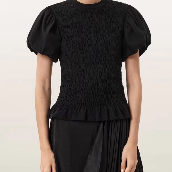 ALL SAINTS DAEL TOP W013JD-BLACK Black